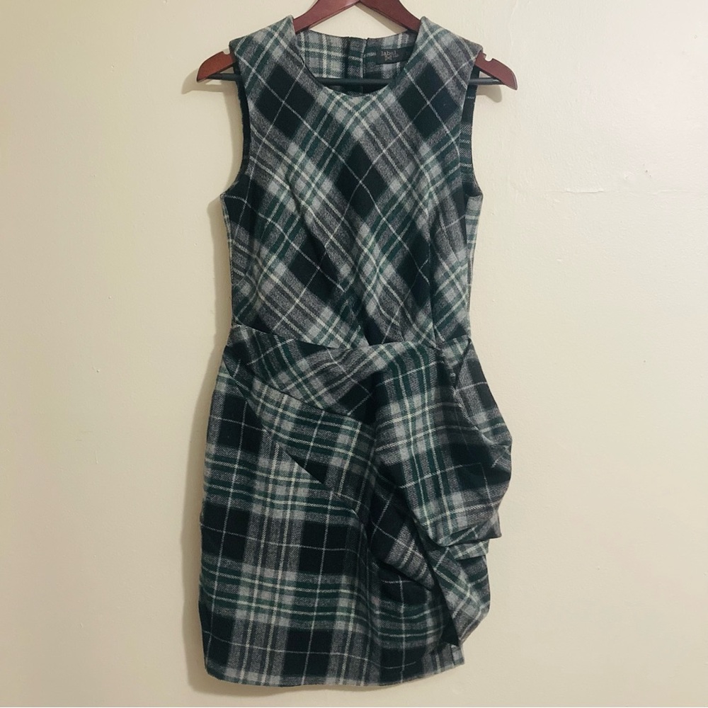Label Lab Tartan Plaid Draped Dress